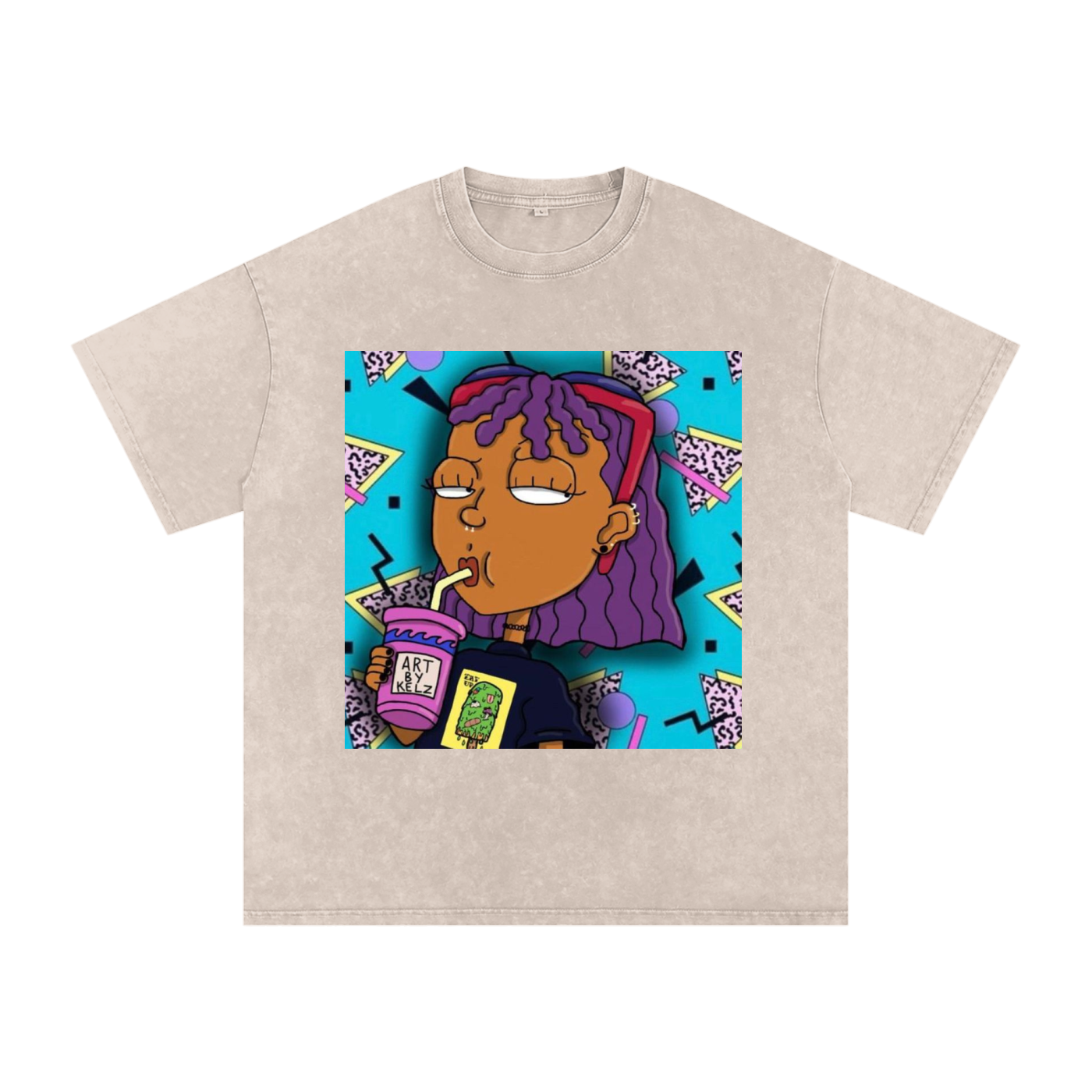 Nostalgia Cartoon Acid Wash Oversize T-Shirt