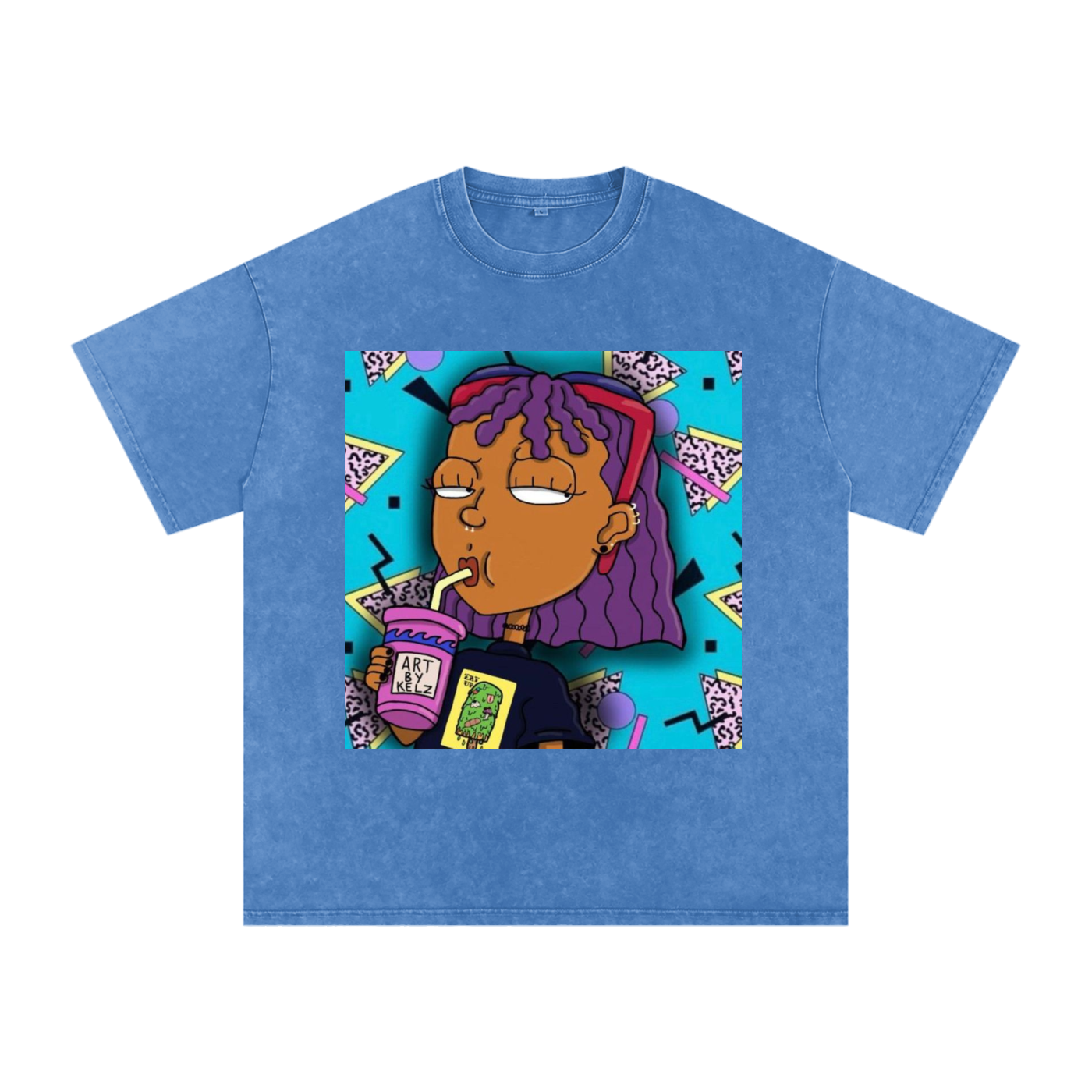 Nostalgia Cartoon Acid Wash Oversize T-Shirt
