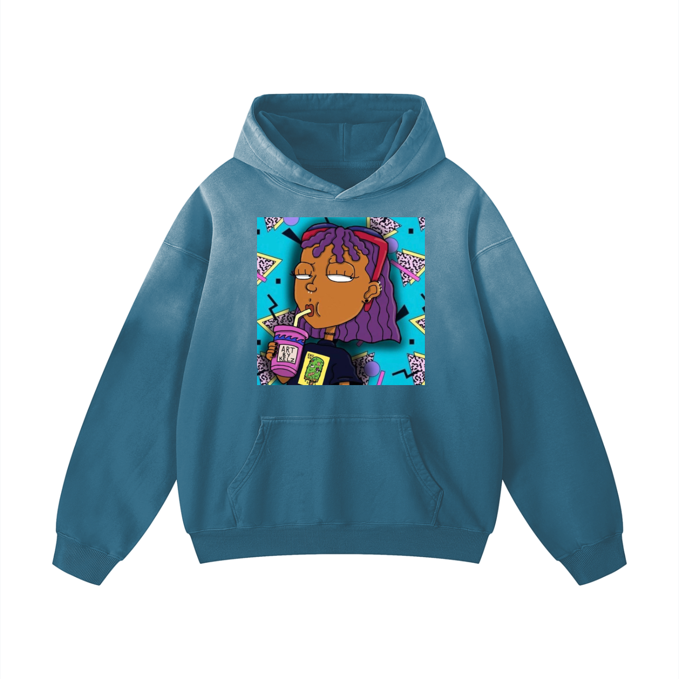 Nostalgia Cartoon Heavyweight Sunfade Oversized Hoodie