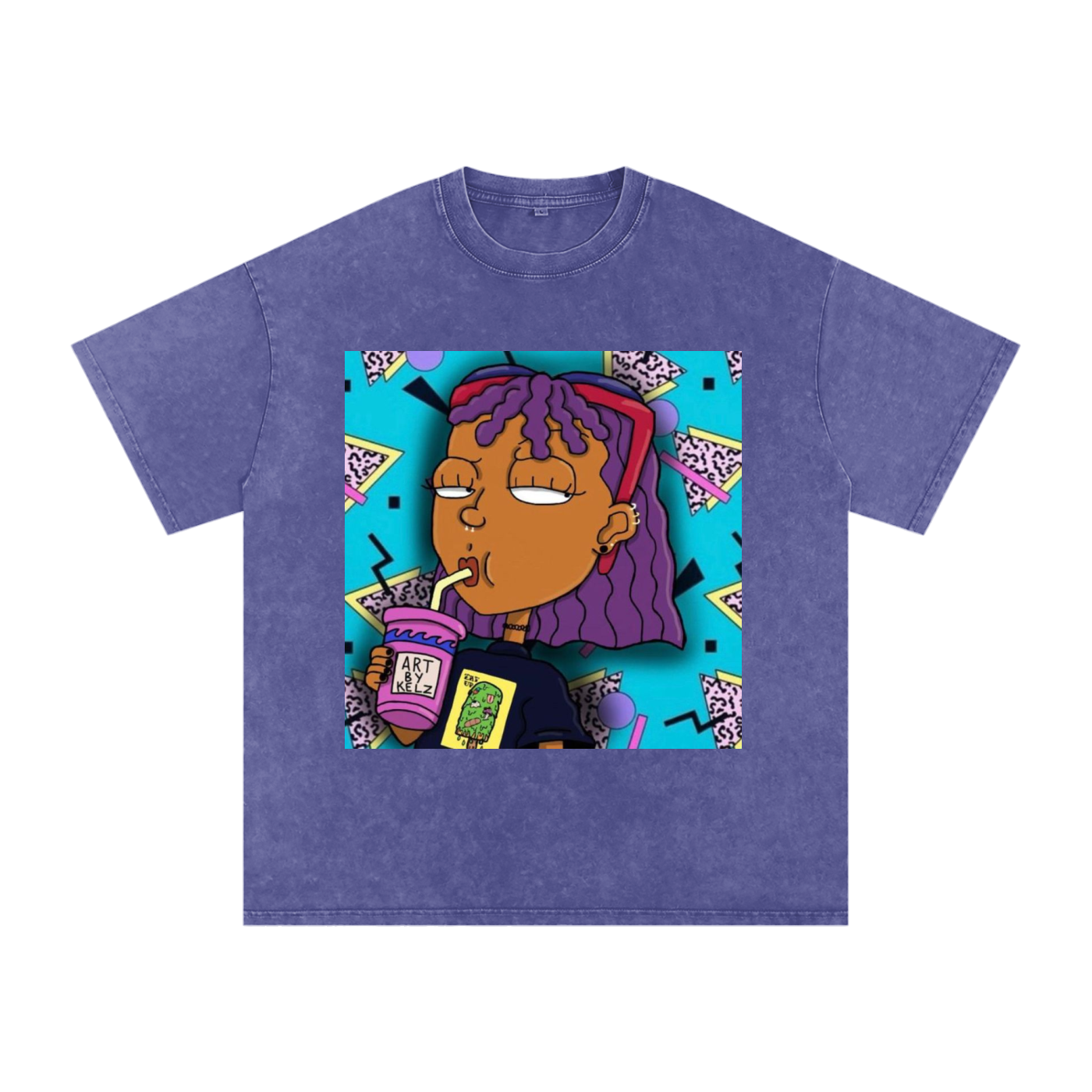 Nostalgia Cartoon Acid Wash Oversize T-Shirt