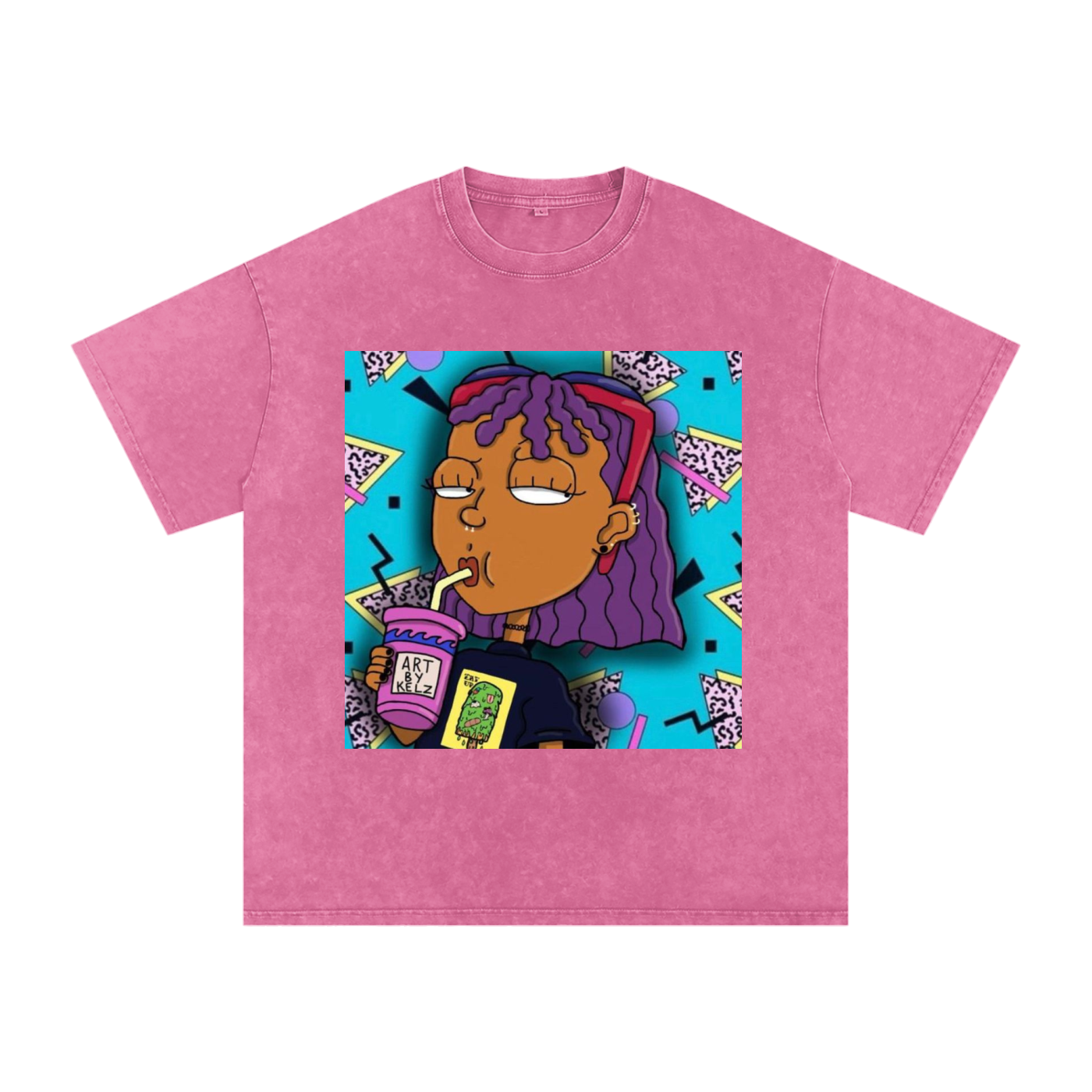 Nostalgia Cartoon Acid Wash Oversize T-Shirt