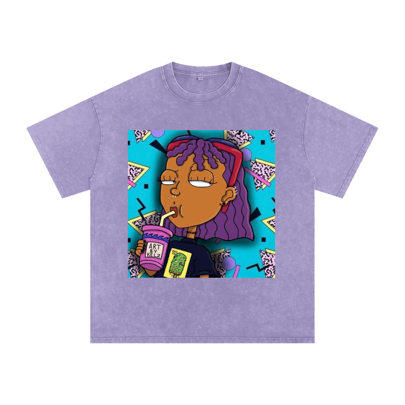 Nostalgia Cartoon Acid Wash Oversize T-Shirt
