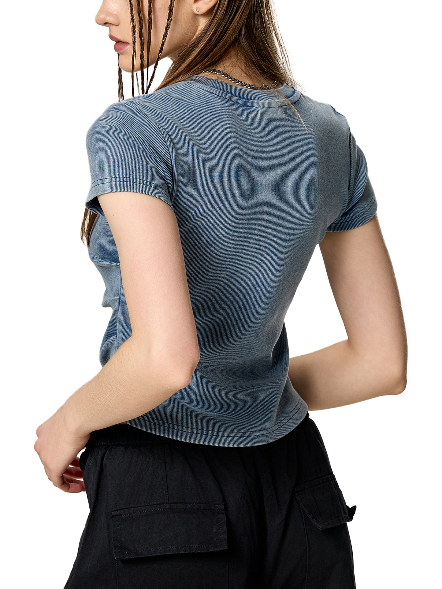 Spiral Glitched Vintage Washed Women's Bodycon Cotton T-Shirt