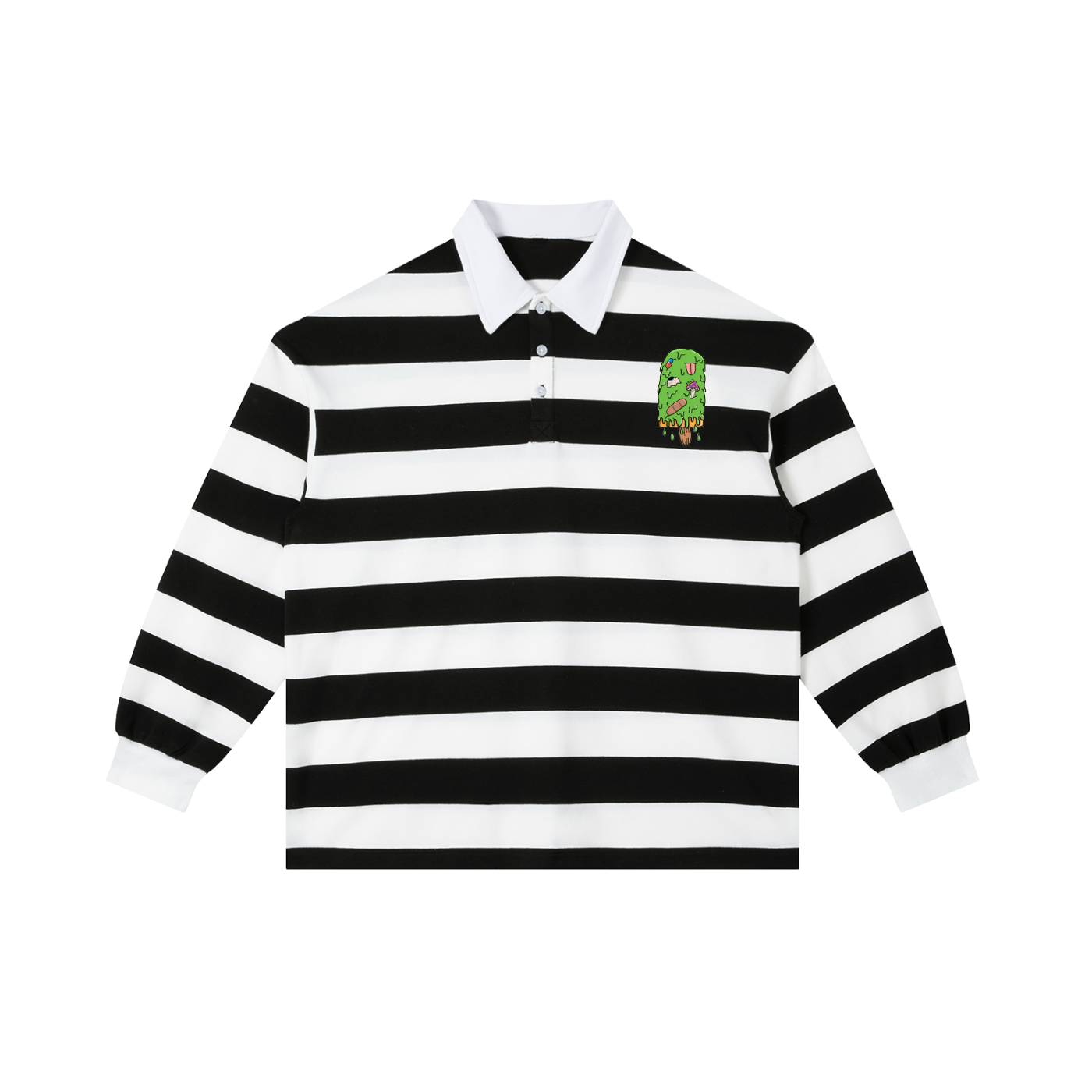 Trippy Ice Cream Color Block Stripe Polo Shirt