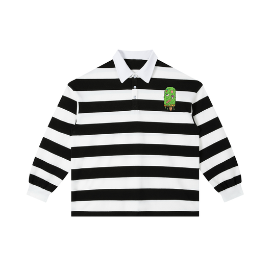 Trippy Ice Cream Color Block Stripe Polo Shirt