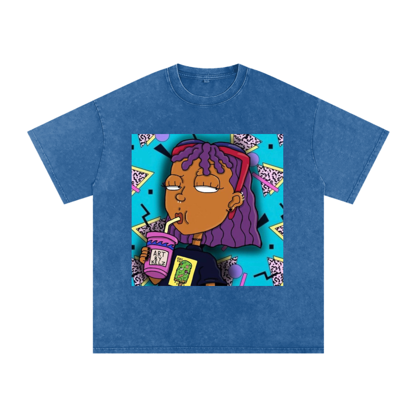 Nostalgia Cartoon Acid Wash Oversize T-Shirt