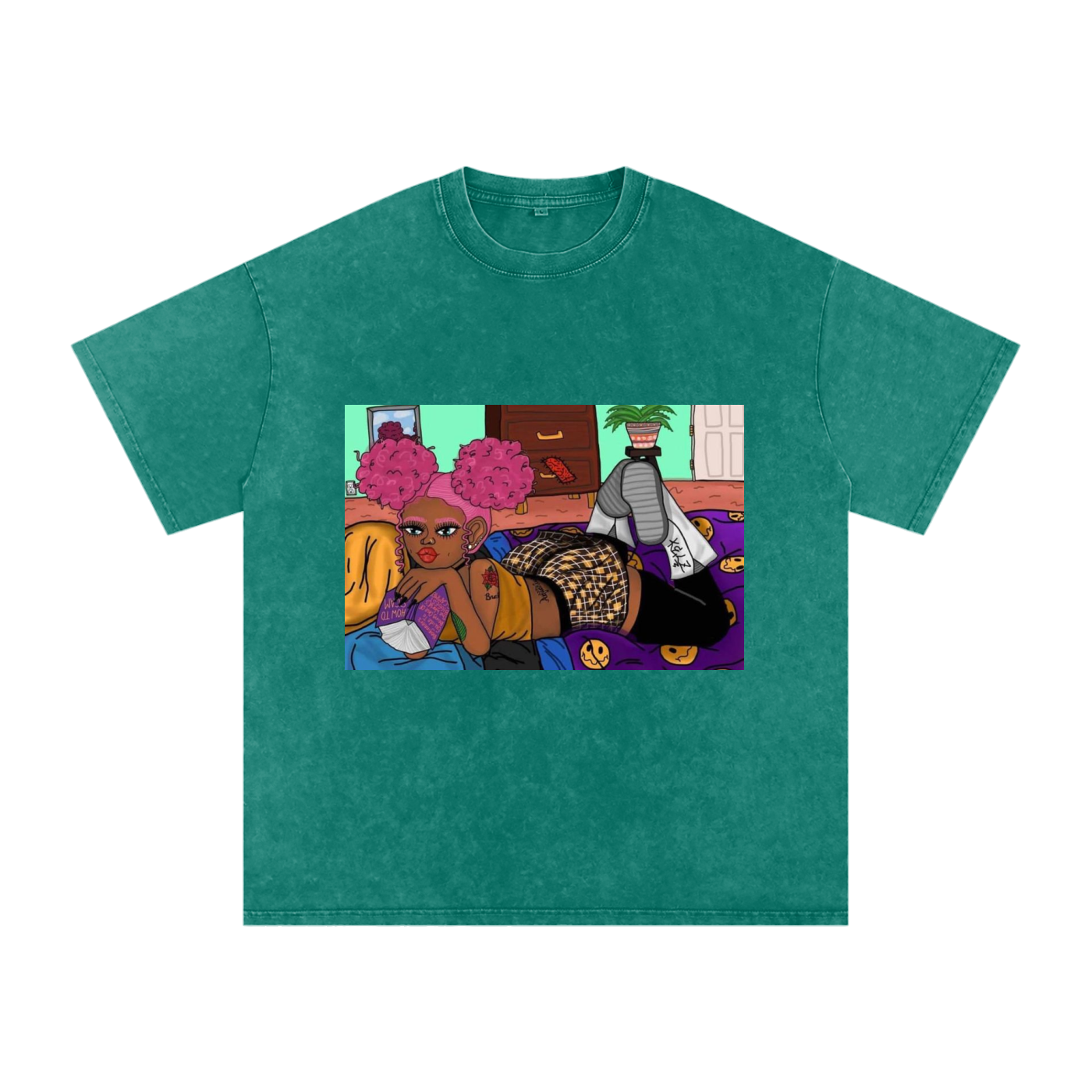 Home Body Girl Acid Wash Oversize T-Shirt
