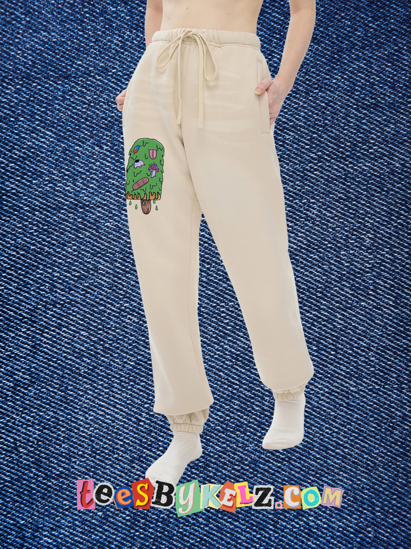 Slime Ice Cream Art By Kelz Logo Sunfade Fleeced UNISEX  Sweatpants