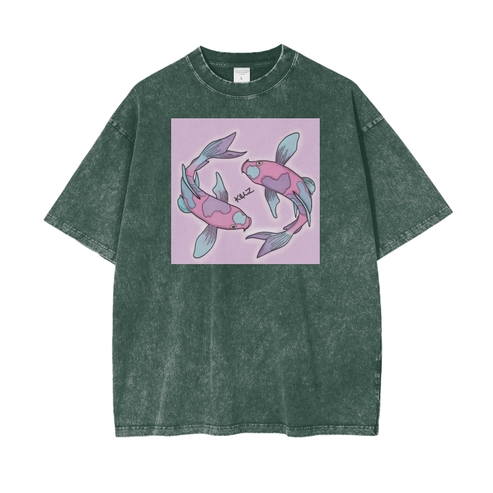 Koi Fish Oversized Snow Wash T-Shirt