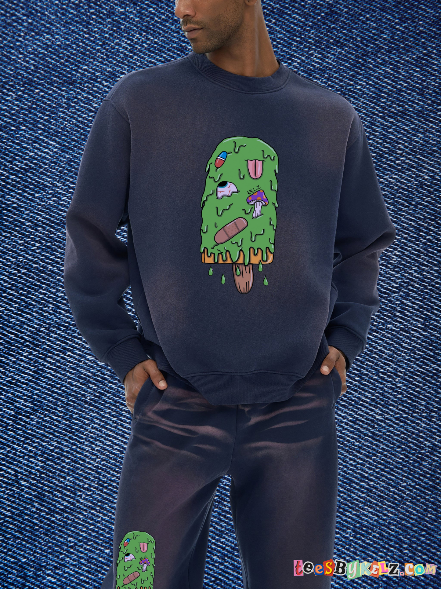 Slime Ice Cream Art By Kelz Sunfade Fleeced Sweatshirt