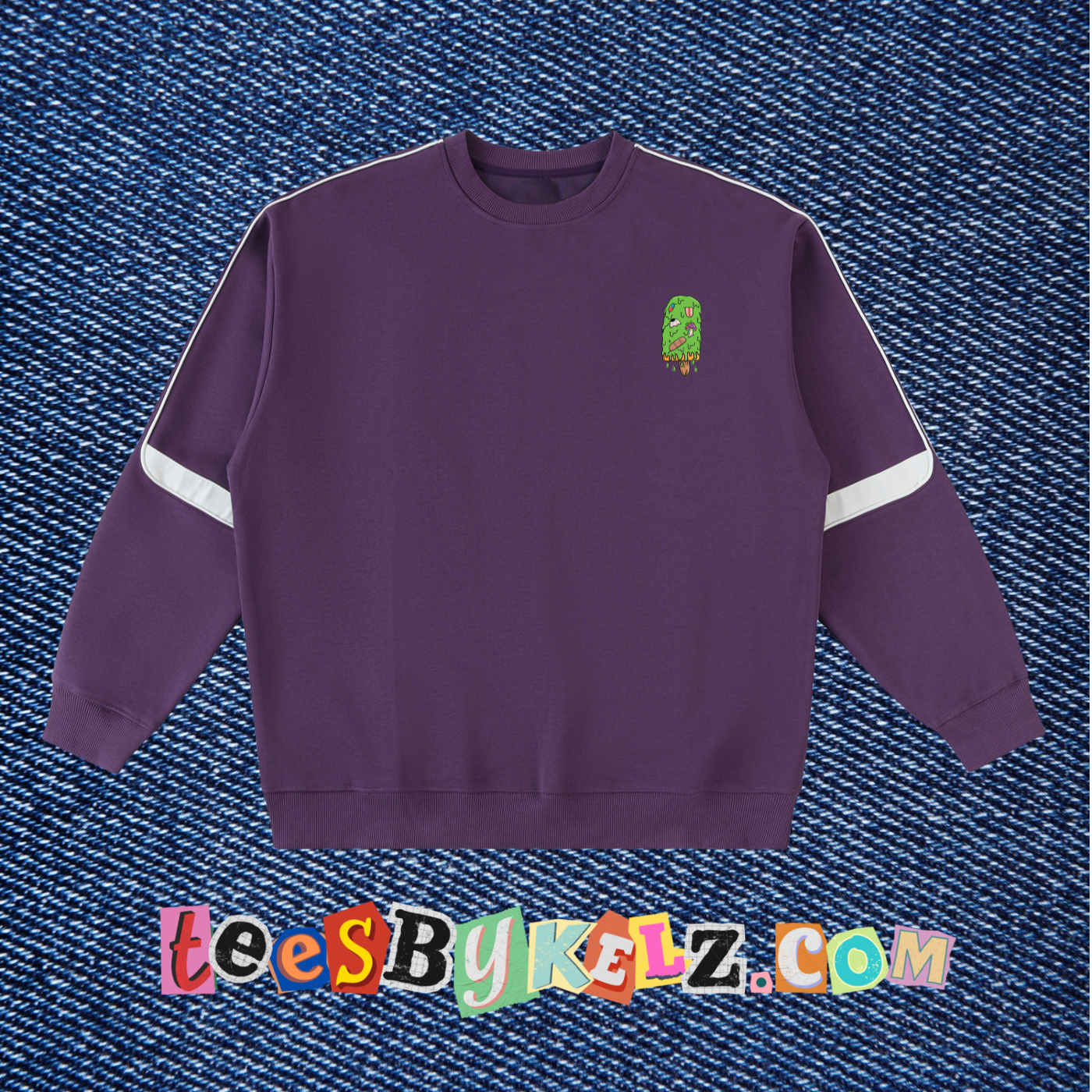 Trippy Ice Cream Art By Kelz Logo Oversized Crewneck Taped Sweatshirt