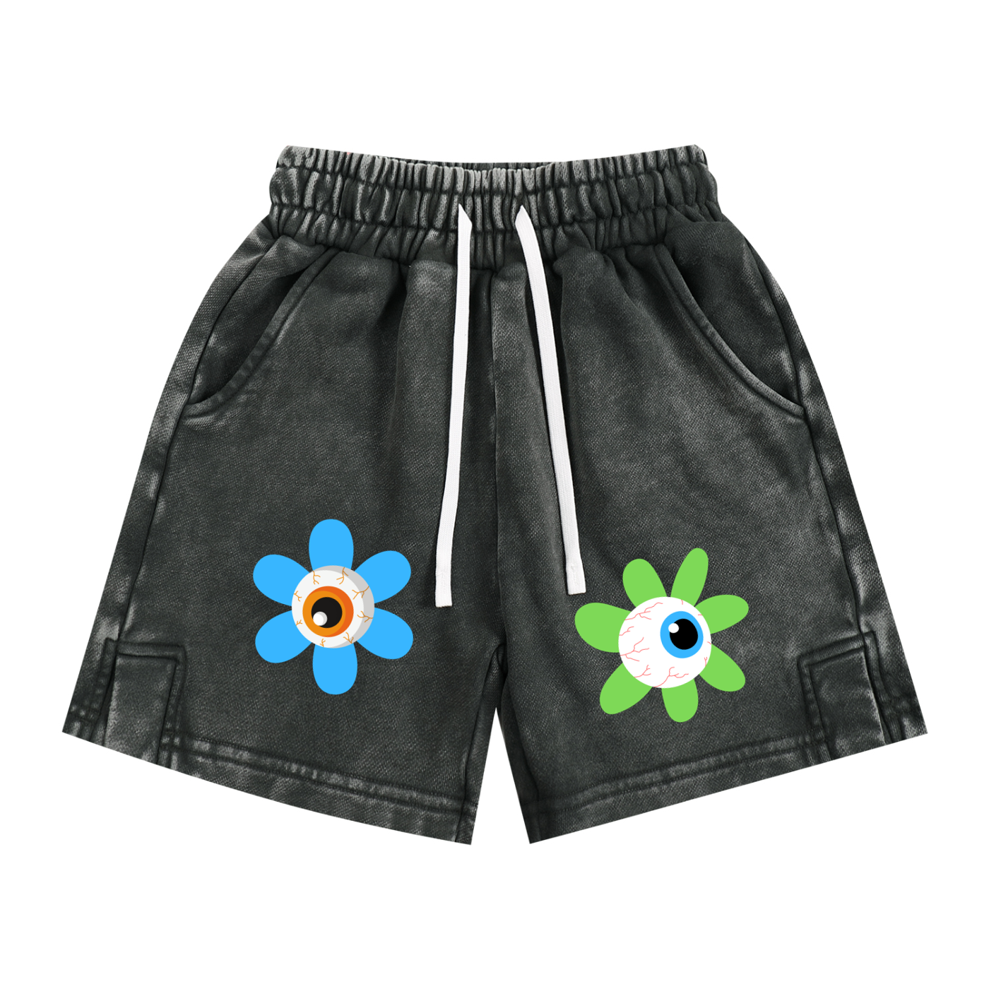 Kids' Eyeball Flowers Snow Washed Shorts