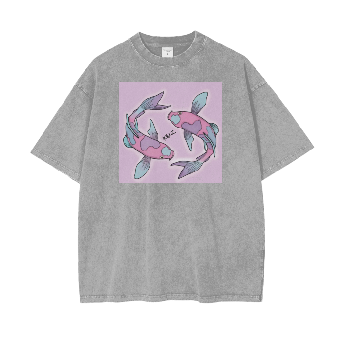 Koi Fish Oversized Snow Wash T-Shirt