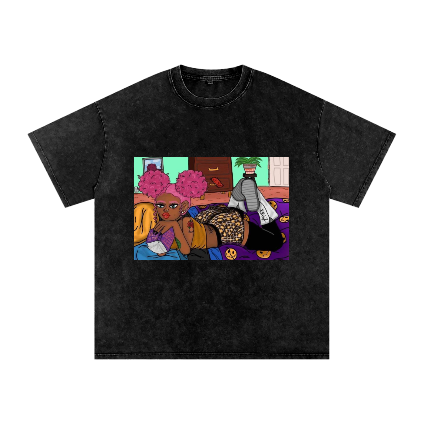 Home Body Girl Acid Wash Oversize T-Shirt