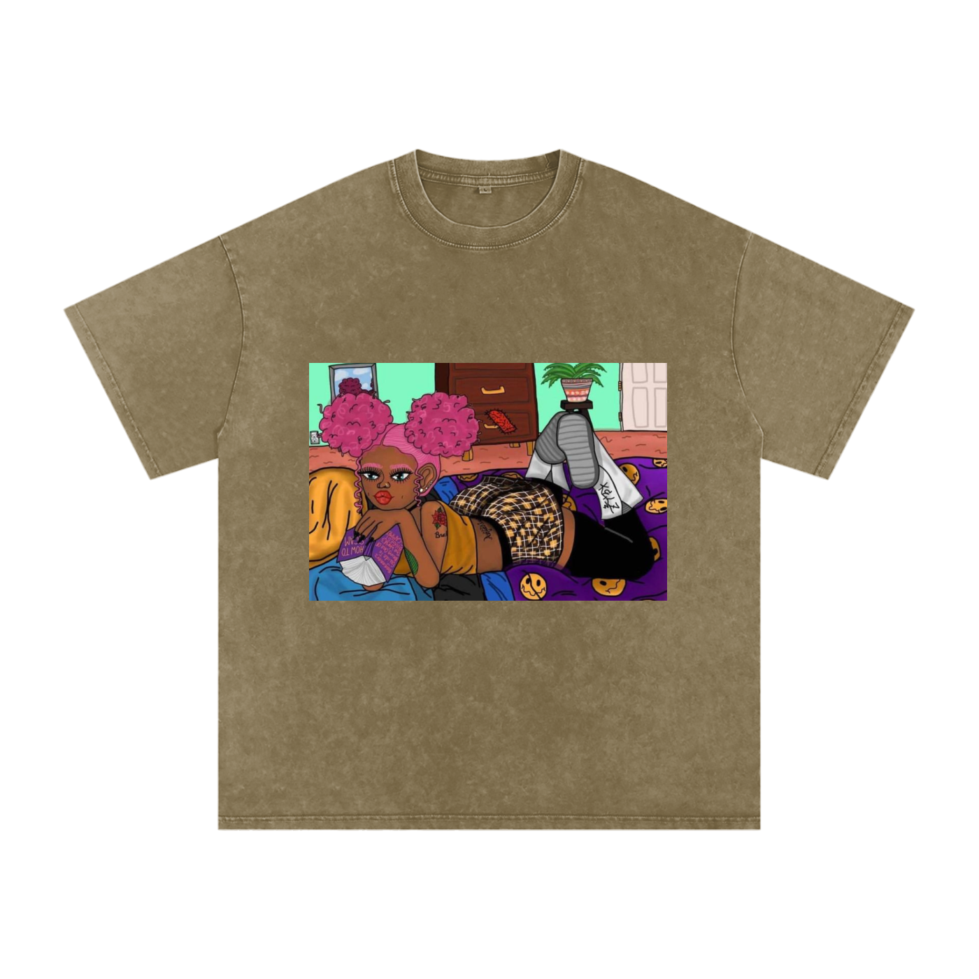 Home Body Girl Acid Wash Oversize T-Shirt