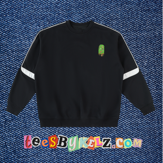 Trippy Ice Cream Art By Kelz Logo Oversized Crewneck Taped Sweatshirt