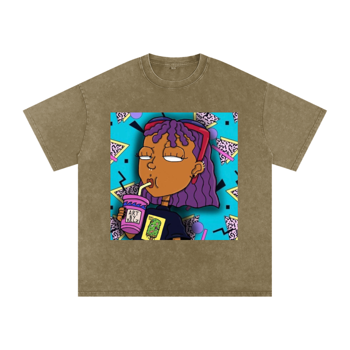 Nostalgia Cartoon Acid Wash Oversize T-Shirt