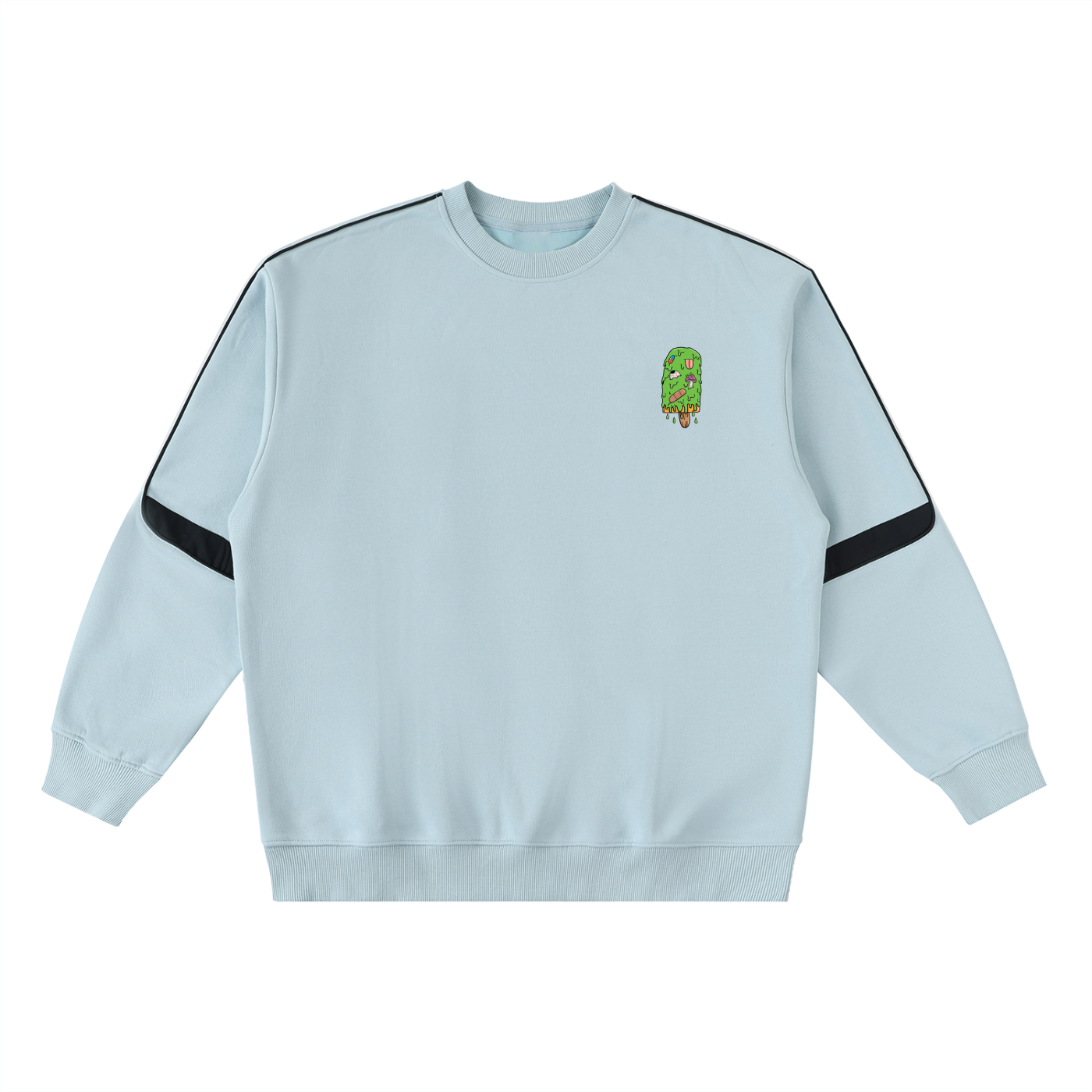 Trippy Ice Cream Art By Kelz Logo Oversized Crewneck Taped Sweatshirt