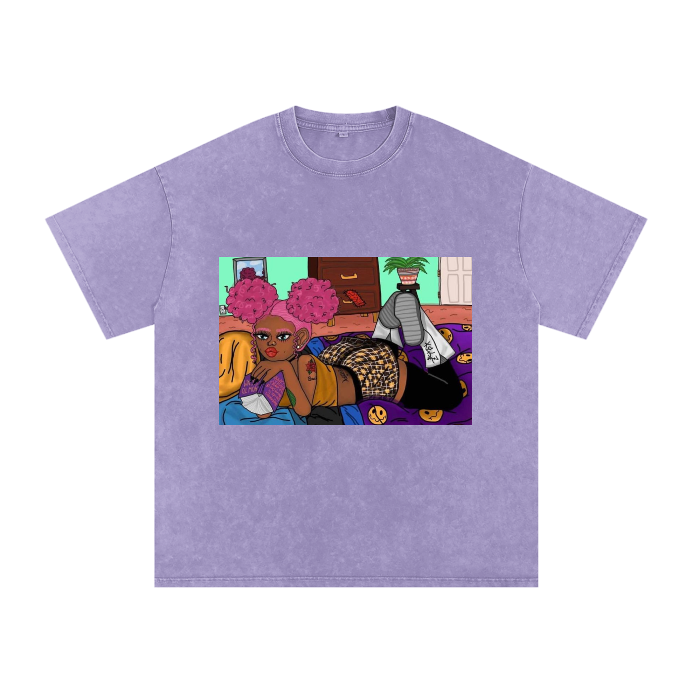 Home Body Girl Acid Wash Oversize T-Shirt