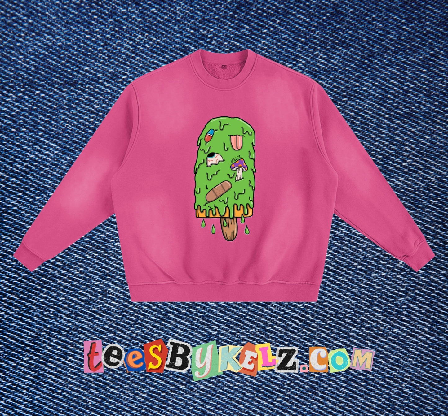 Slime Ice Cream Art By Kelz Sunfade Fleeced Sweatshirt