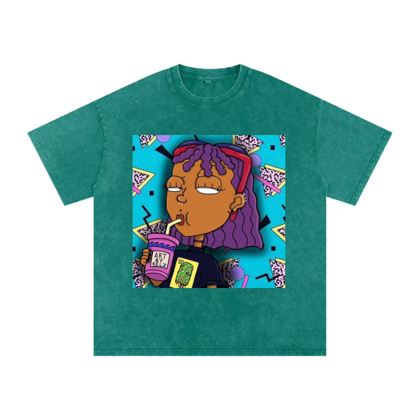Nostalgia Cartoon Acid Wash Oversize T-Shirt