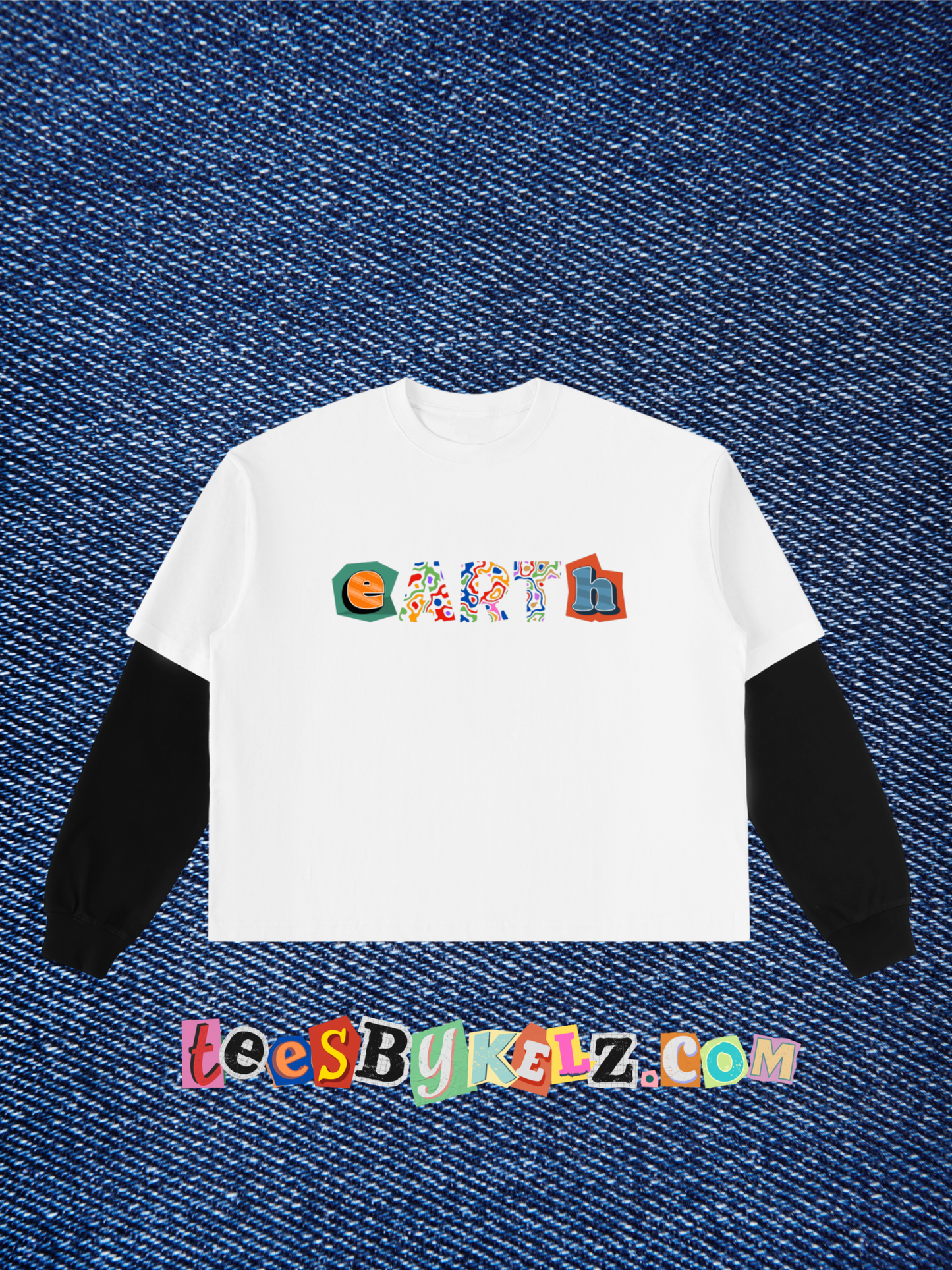 eARTh Layered Contrast Sleeve Cotton T-Shirt