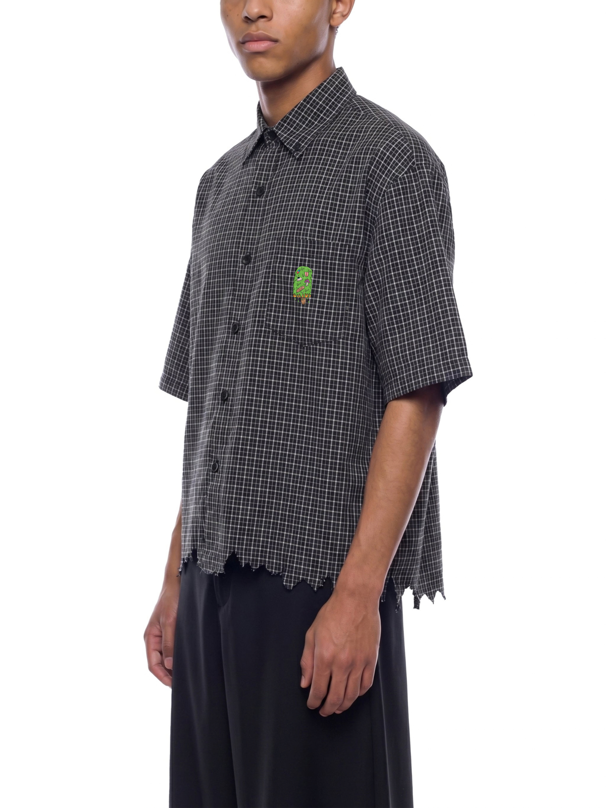 Art By Kelz Logo Unisex Distressed Plaid Boxy Shirt