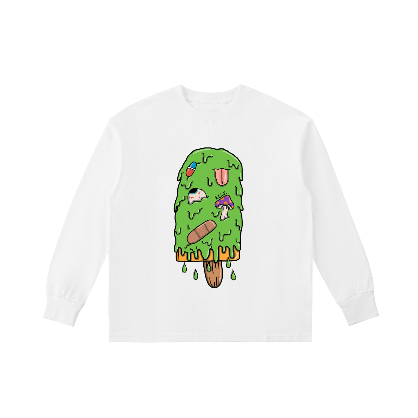 Kids' Trippy Art By Kelz Ice Cream Logo Quick-Dry Cotton Long-Sleeve Tee