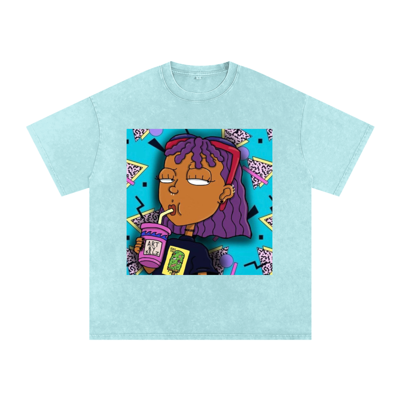 Nostalgia Cartoon Acid Wash Oversize T-Shirt