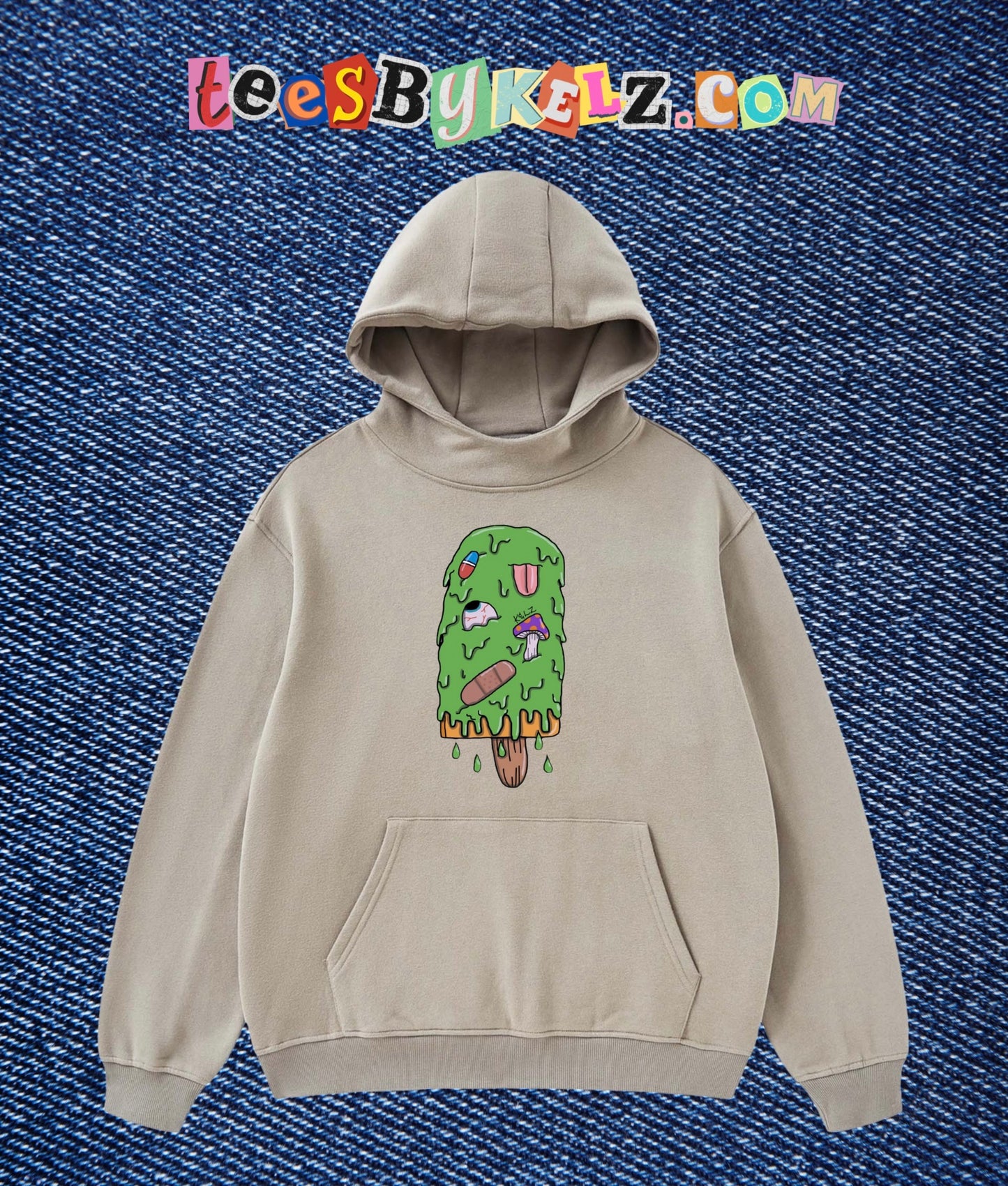 Slime Ice Cream Art By Kelz Fleeced High Neck Hoodie