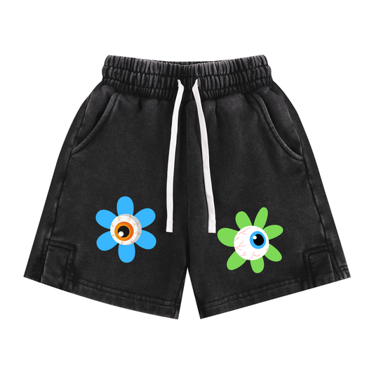 Kids' Eyeball Flowers Snow Washed Shorts