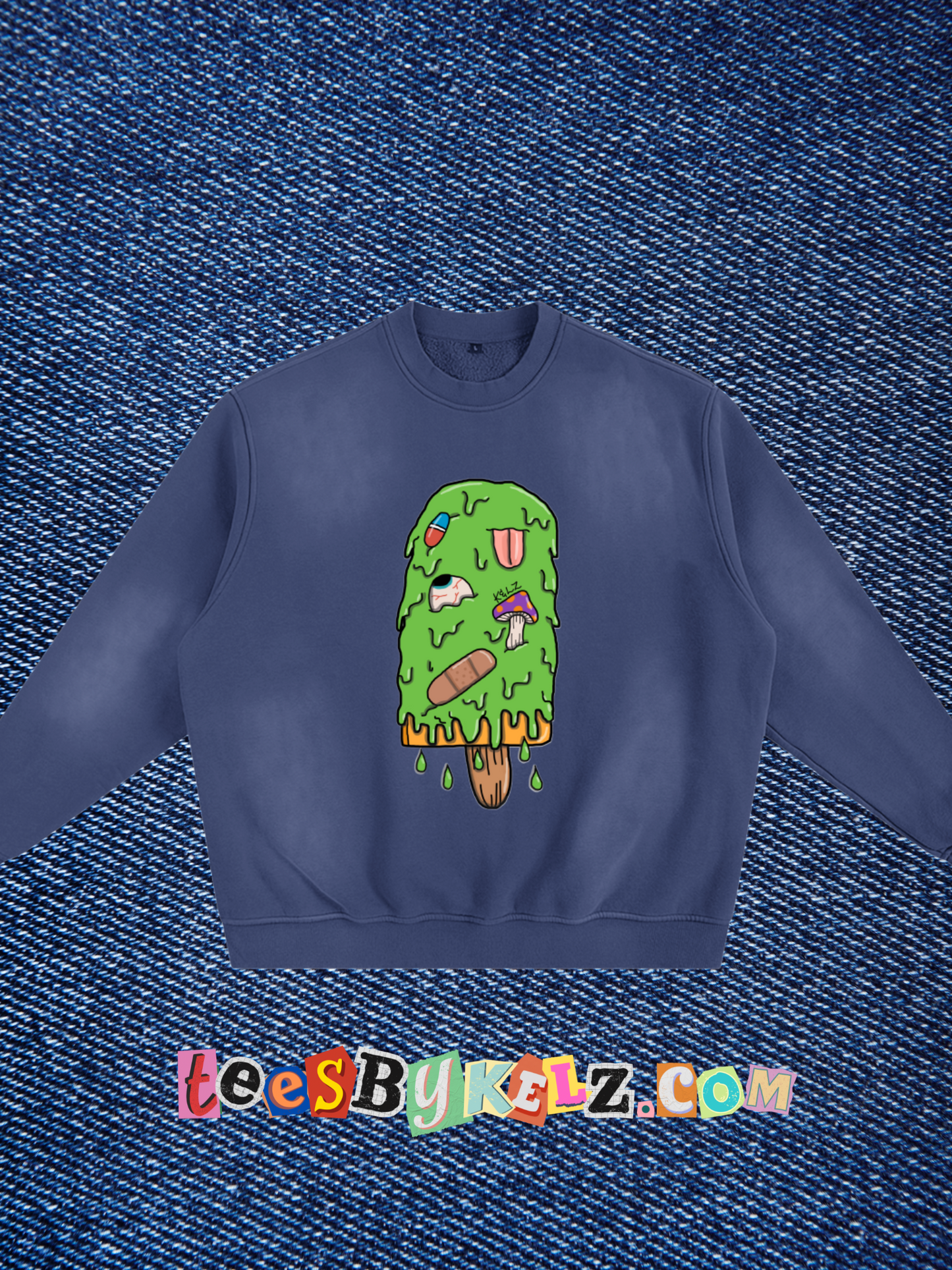 Slime Ice Cream Art By Kelz Sunfade Fleeced Sweatshirt