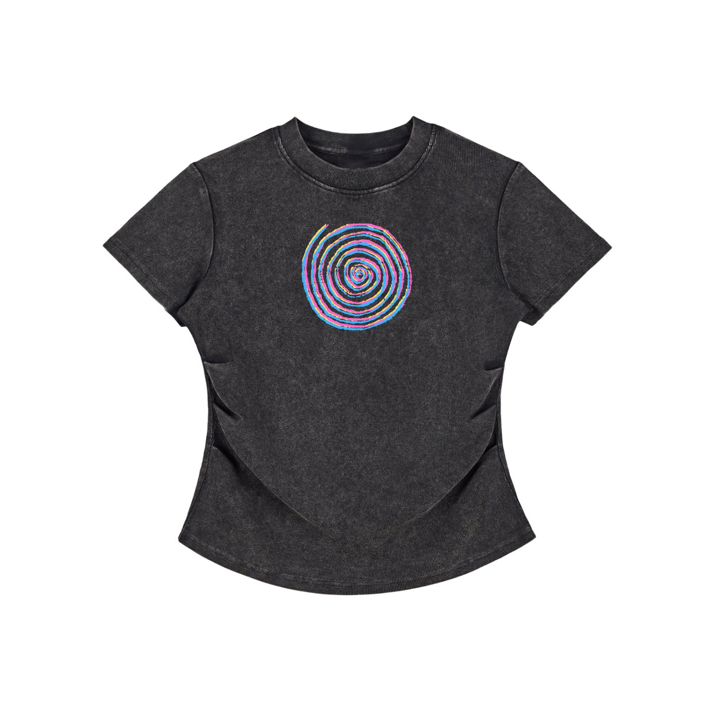 Spiral Glitched Vintage Washed Women's Bodycon Cotton T-Shirt