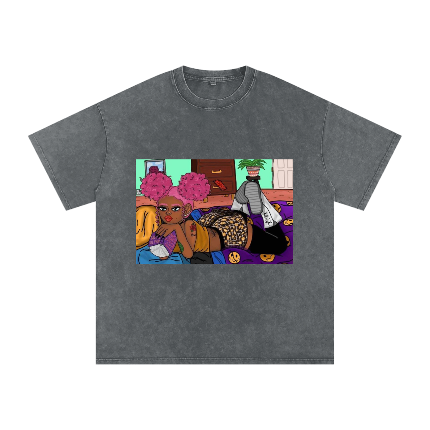 Home Body Girl Acid Wash Oversize T-Shirt