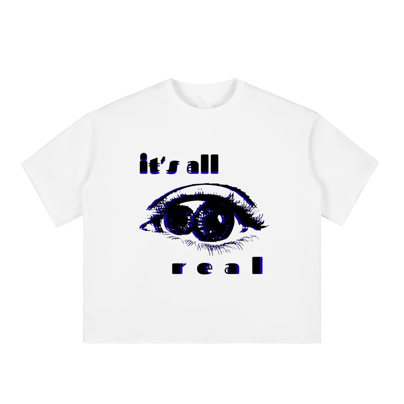 It's All Real Tripped-Out Boxy Half-Sleeve Raw-Edge T-Shirt