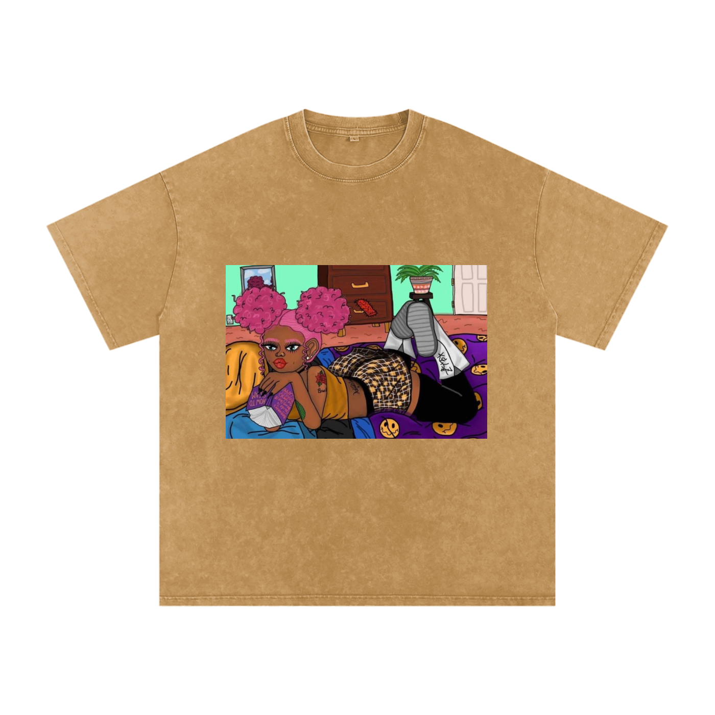 Home Body Girl Acid Wash Oversize T-Shirt