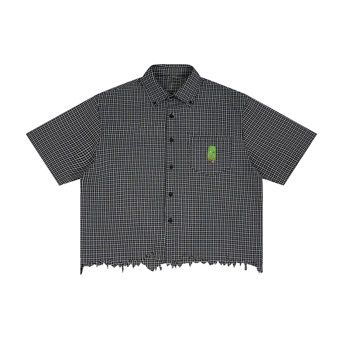 Art By Kelz Logo Unisex Distressed Plaid Boxy Shirt
