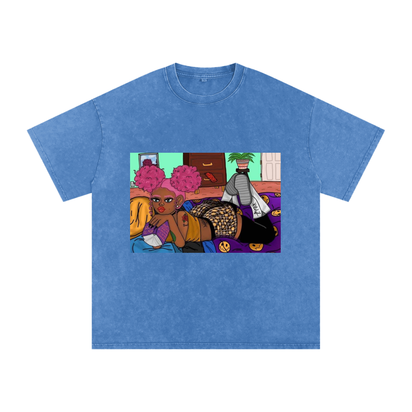 Home Body Girl Acid Wash Oversize T-Shirt
