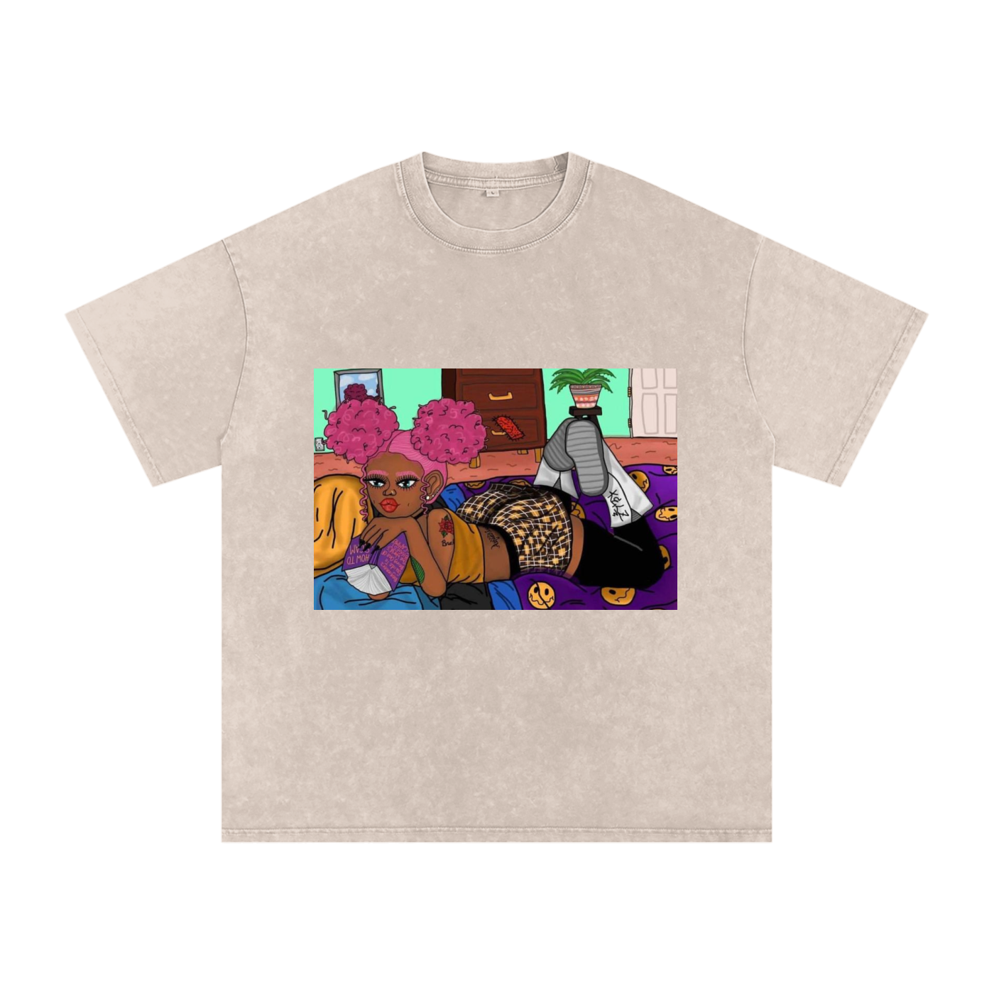 Home Body Girl Acid Wash Oversize T-Shirt
