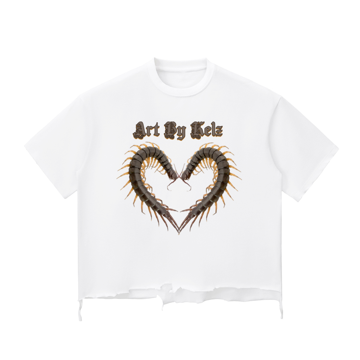 Centipede Art By Kelz Snow Wash Raw-Hem Boxy T-shirt