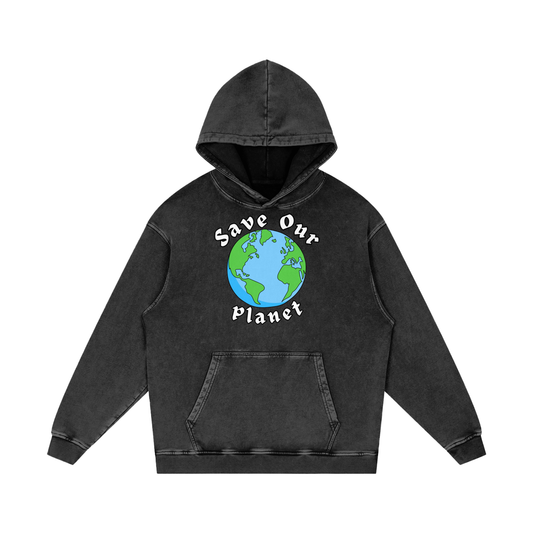 Save Our Planet Earth Acid Wash Oversize Hoodie