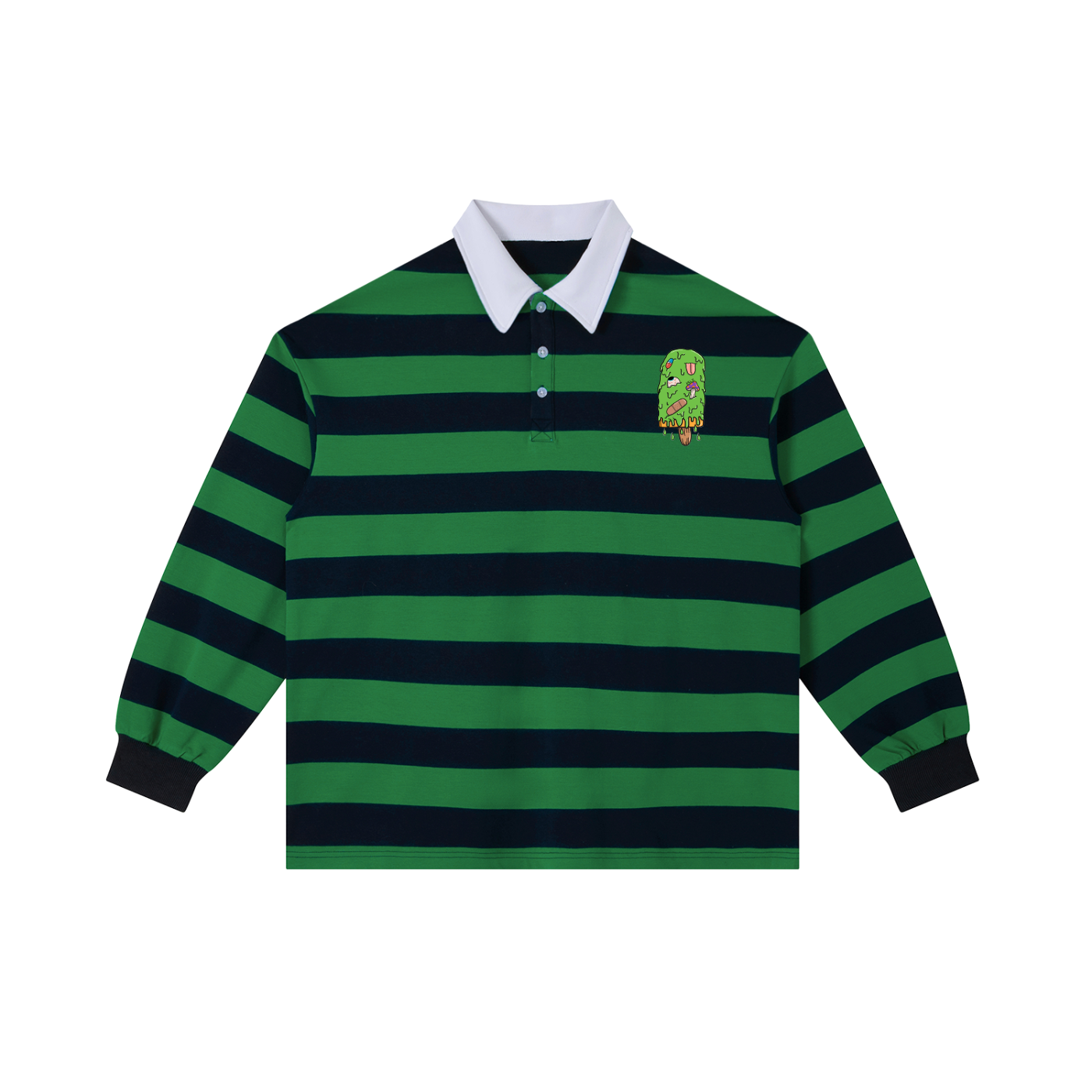 Trippy Ice Cream Color Block Stripe Polo Shirt