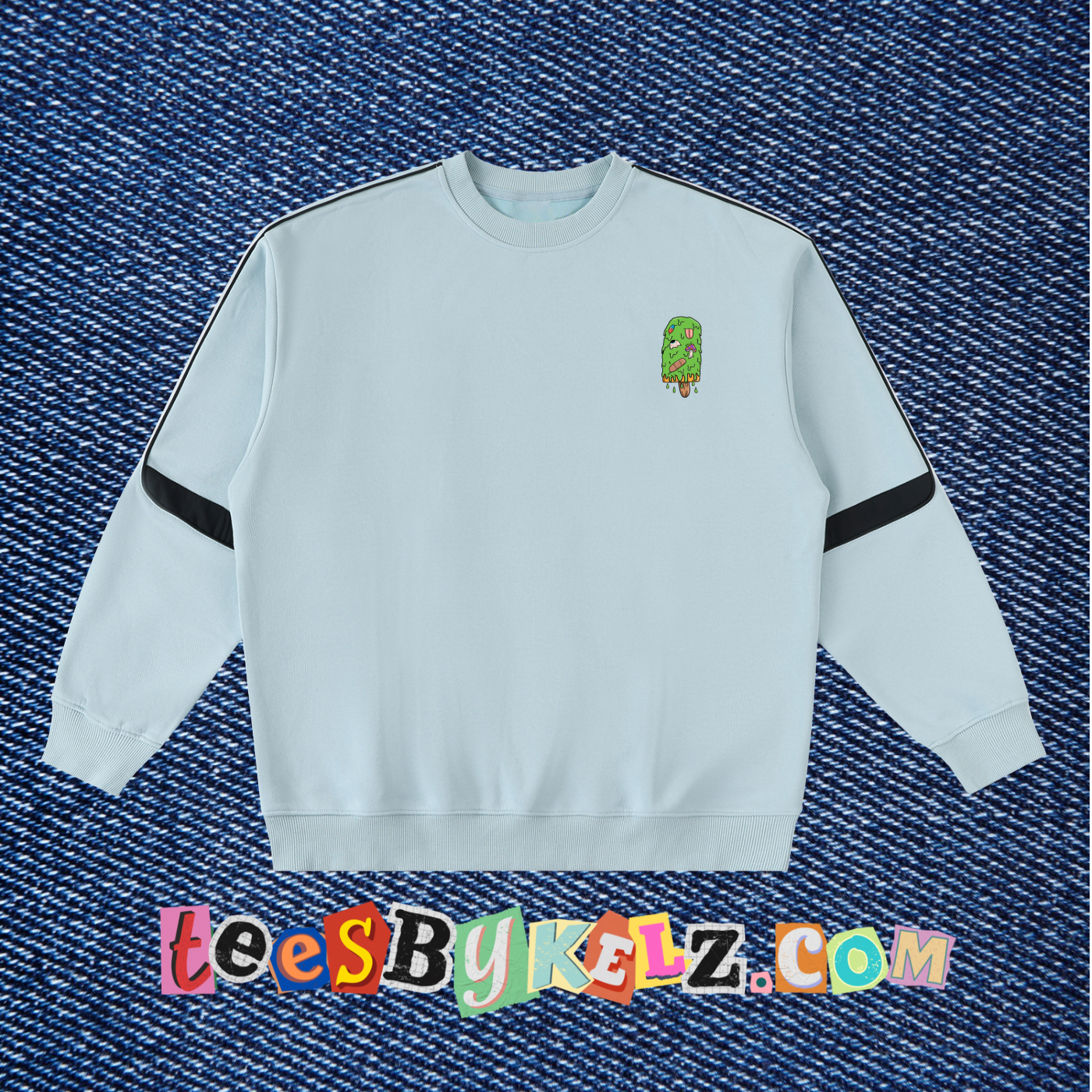 Trippy Ice Cream Art By Kelz Logo Oversized Crewneck Taped Sweatshirt