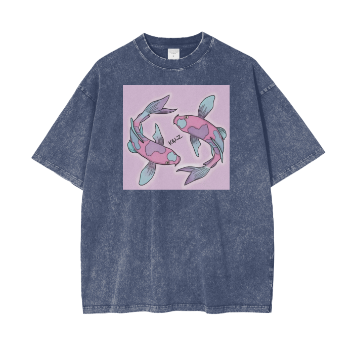 Koi Fish Oversized Snow Wash T-Shirt