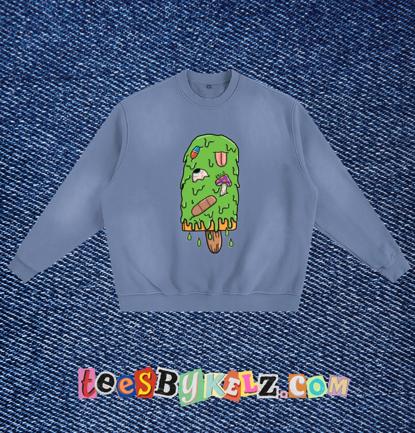 Slime Ice Cream Art By Kelz Sunfade Fleeced Sweatshirt