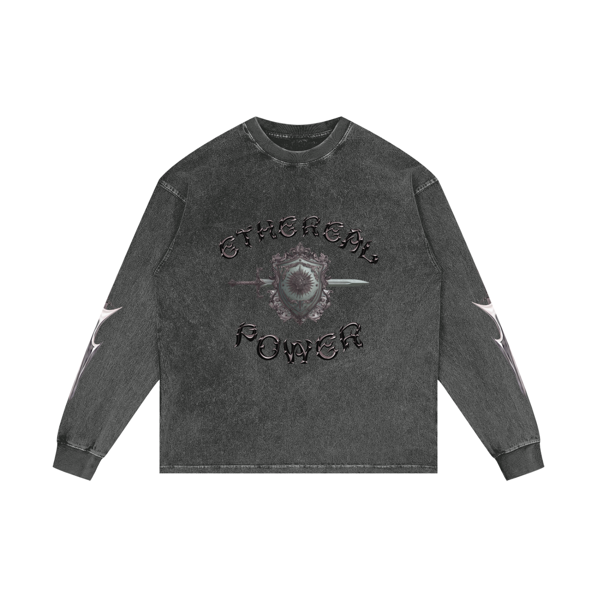 Ethereal Power Acid Wash Oversize Long Sleeve T-Shirt