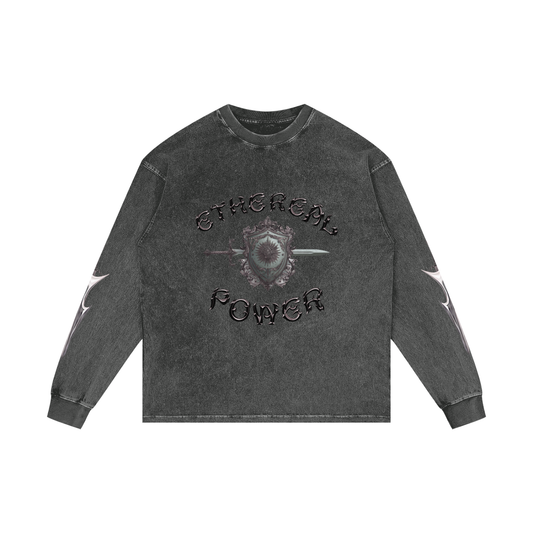 Ethereal Power Acid Wash Oversize Long Sleeve T-Shirt