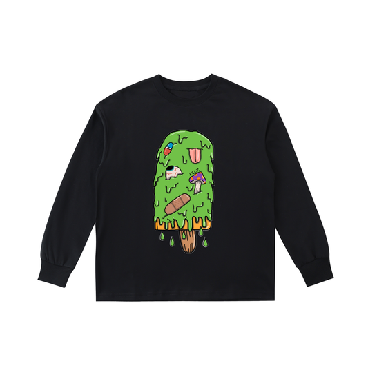 Kids' Trippy Art By Kelz Ice Cream Logo Quick-Dry Cotton Long-Sleeve Tee
