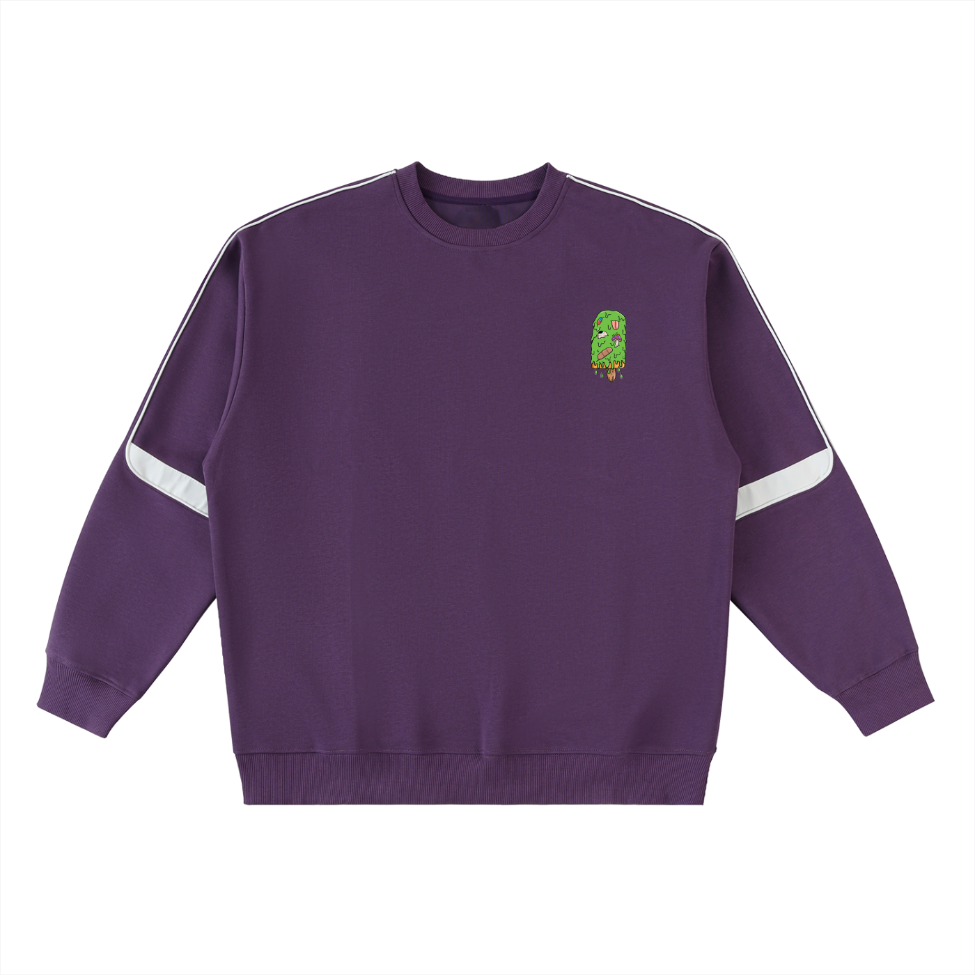 Trippy Ice Cream Art By Kelz Logo Oversized Crewneck Taped Sweatshirt