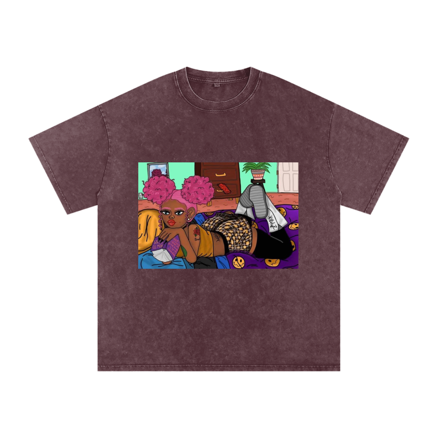 Home Body Girl Acid Wash Oversize T-Shirt